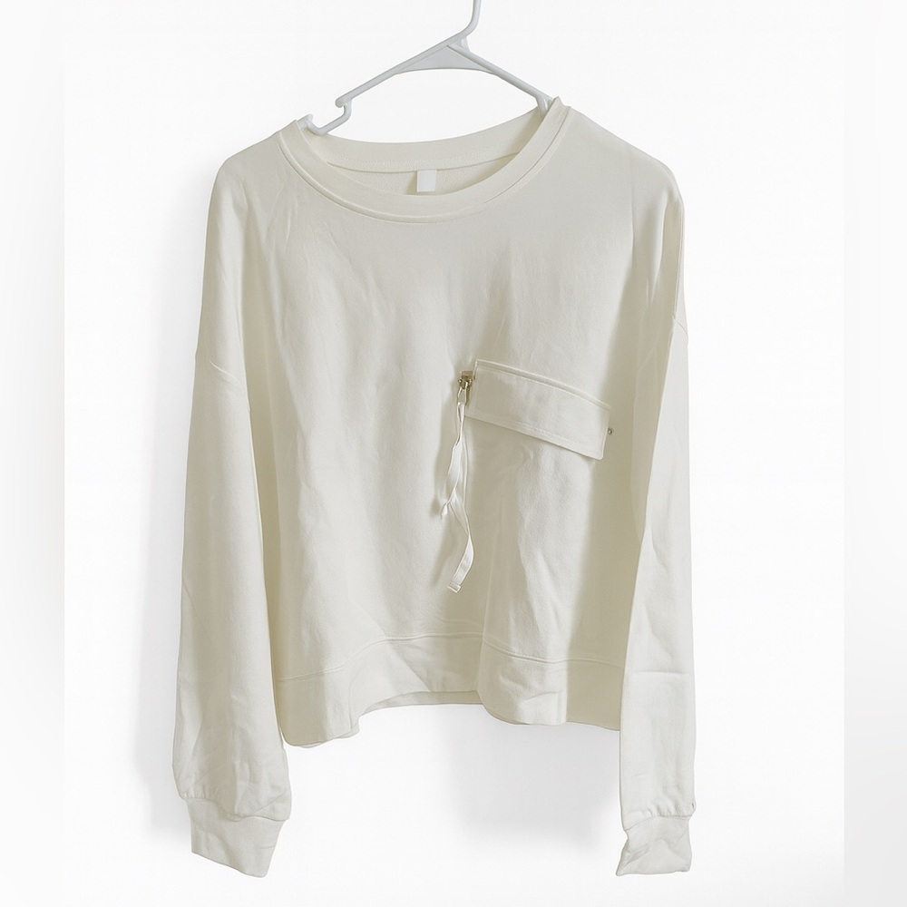 NWT Women’s Cropped Sweatshirt with Front Zipper Long Sleeve Pullover Top